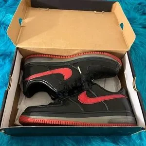 AUTHENTIC VINTAGE NIKE AIR FORCE 1 SPRM MAX AIR ‘07 BLACK/VARSITY RED NIKE AIR FORCE 1 SUPREME MAX AIR ID BLACK-RED-WHITE SZ 17  main image 4